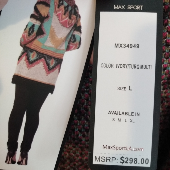 MAXSPORT woman's long duster cardigan L NWT - Picture 5 of 8